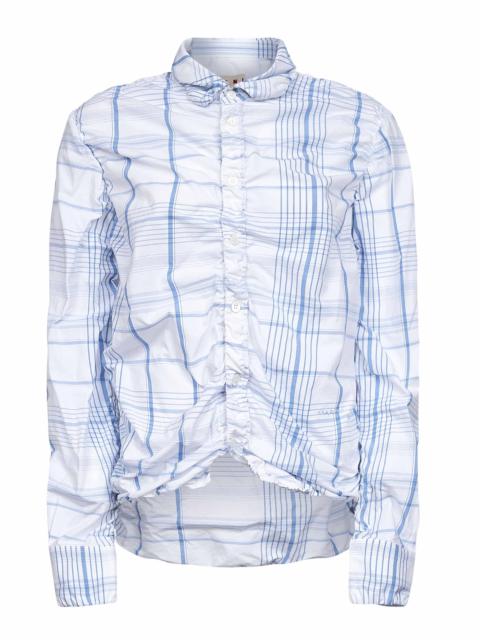 Marni White check cotton gathered shirt