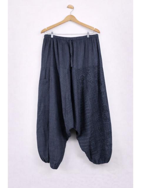 Other Designers Japanese Brand - Charcoal Grey Cotton Harem Pants Relaxed Drop-Crotch Elastic