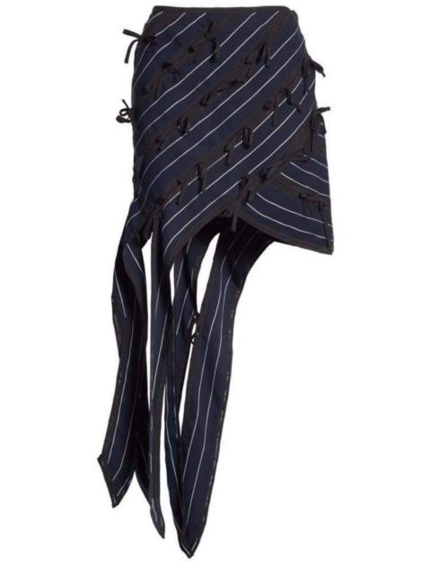 self-portrait Pinstripe Ribbon Asymmetric Panelled Mini Skirt