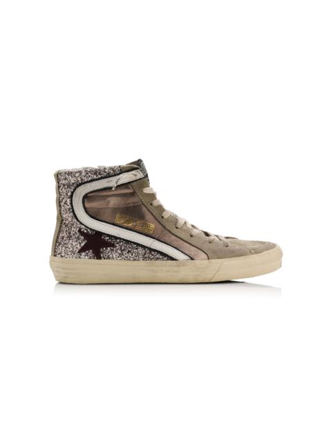 Golden Goose Slider Leather Sneakers silver