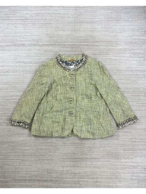 Other Designers Moschino × Vintage - Vintage Moschino Tweed Lime Green Cropped Jacket