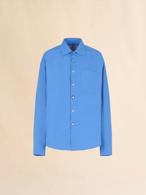 Marni BLUE ORGANIC POPLIN SHIRT WITH MARNI MENDING