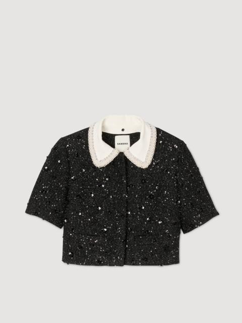 Sandro REMOVABLE RHINESTONE COLLAR JACKET