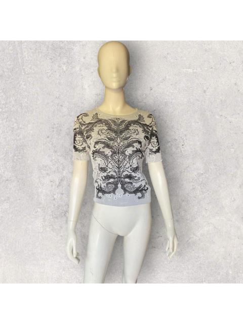 Alexander McQueen Spine Lace Silk/Rayon Blend Knit Blouse