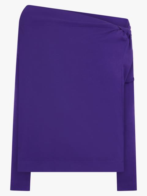 Dries Van Noten HEMAC L/S ONE SHOULDER KNOT DETAIL TOP | PURPLE