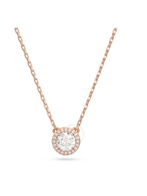 Other Designers Swarovski Constella White Rose Gold-Tone Round Cut Pave Pendant Necklace