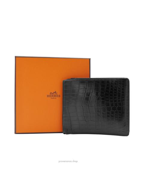 Hermès MC2 Bifold Wallet - Black Niloticus Crocodile Leather