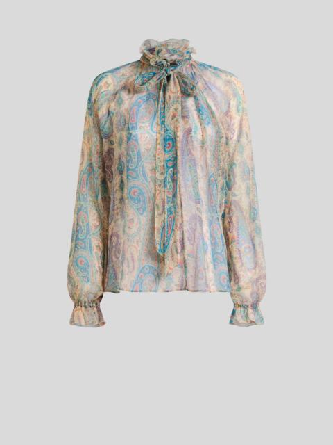 Etro SILK CREPON BLOUSE WITH SILK SCARF AND PAISLEY FOLIAGE MOTIF