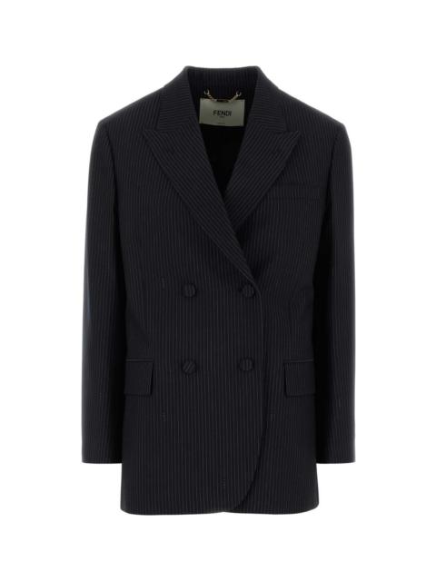 FENDI Embroidered Wool Blend Blazer