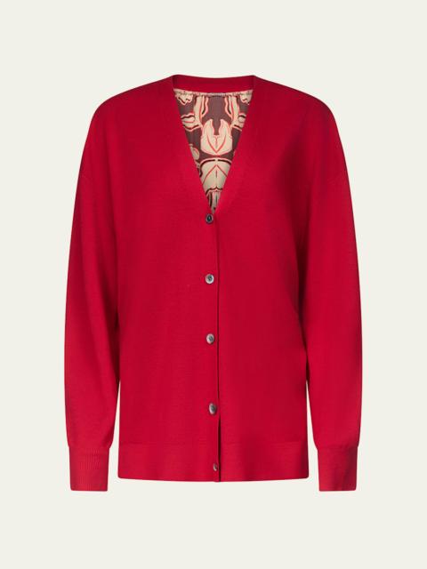 DIANE VON FURSTENBERG x Henry Zankov Murano Oversized Silk-Back Cardigan