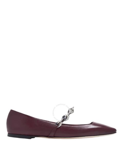 JIMMY CHOO Jimmy Choo Diamond Tilda Square-Toe Leather Flats
