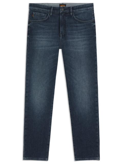 BOSS TAPERED-FIT JEANS IN BLUE COMFORT-STRETCH DENIM