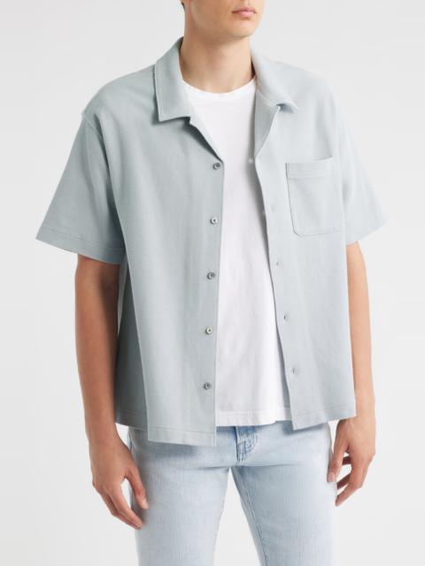 FRAME Relaxed Jacquard Camp Shirt in Grey Blue at Nordstrom