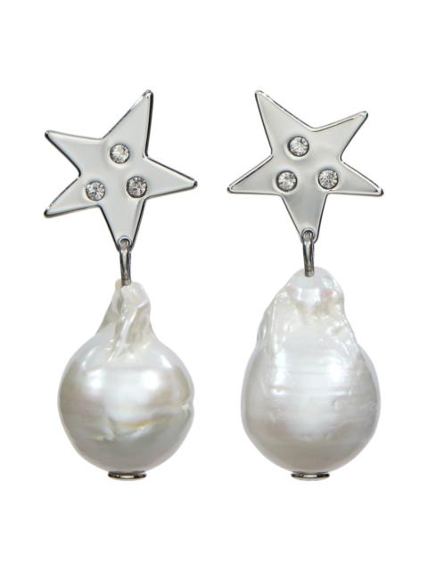TORY BURCH Tory Burch Star Cultured Pearl Drop Earrings in Tory Silver /Pearl /Crystal at Nordstrom