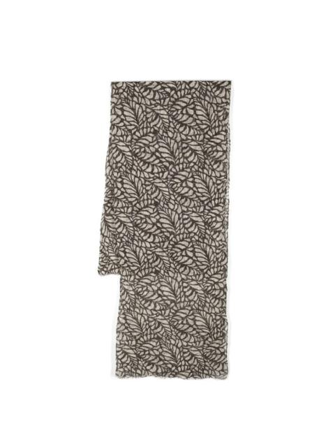 Brunello Cucinelli Brunello Cucinelli Women'S Beige Brown Leaf Pattern Scarf, One Size