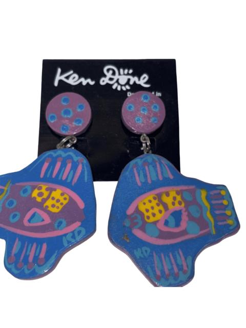 Other Designers Other - BNWT Ken Done Vintage Abstract Fish Wood Earrings 1980s