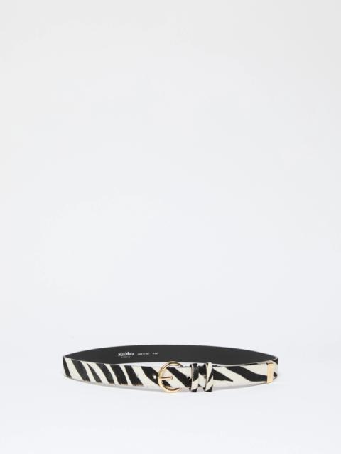 Max Mara Pony hair-look printed leather belt - WHITE