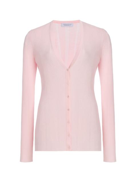 GABRIELA HEARST Lillian Pointelle-Knit Wool Cardigan pink
