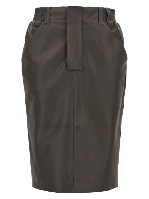 Saint Laurent Women Leather Skirt