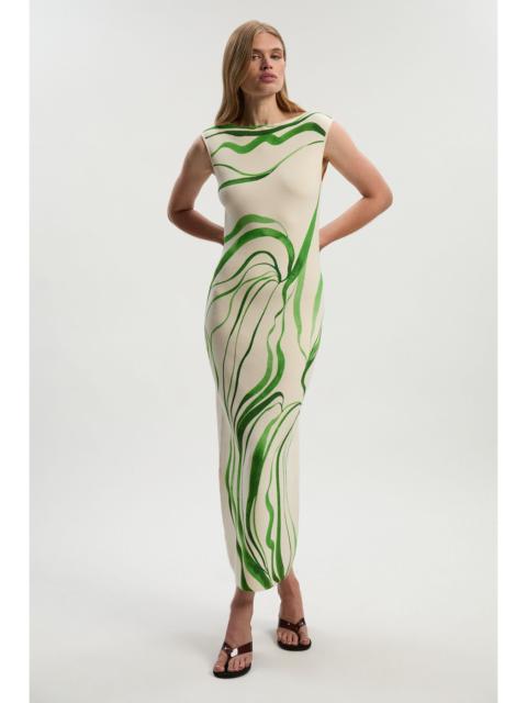 KAREN MILLEN Abstract Print Knitted Maxi Dress