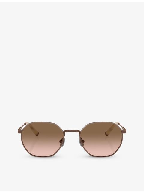 Brunello Cucinelli BC2004ST Sartorial Sunset round-frame rose gold-plated titanium sunglasses