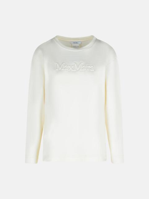 'BERMA' SWEATSHIRT IN WHITE SILK AND COTTON