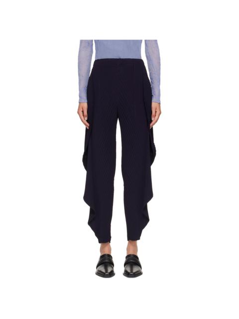 Navy Orbicular Pleats Trousers