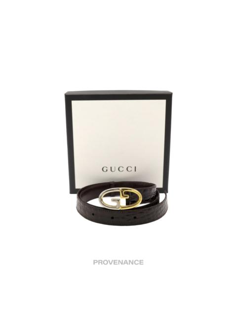 Gucci GG Crocodile Leather Belt - Burgundy 80/32