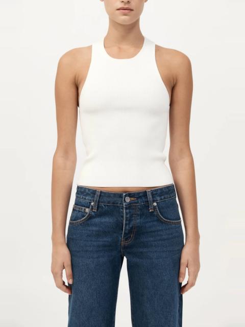 ST. AGNI Sculpted Knit Top Off White