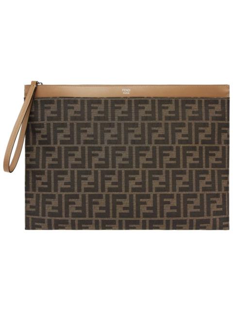 FENDI LARGE FLAT POUCH WITH "FF" FABRIC