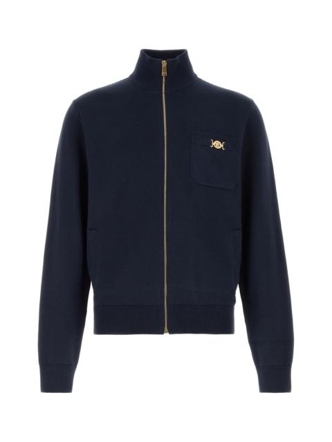 VERSACE Dark blue cotton blend cardigan