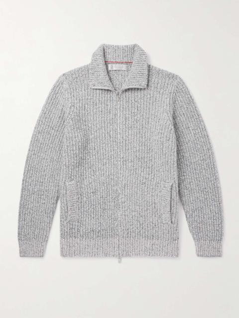 Brunello Cucinelli Ribbed Wool, Silk and Cashmere-Blend Zip-Up Cardigan