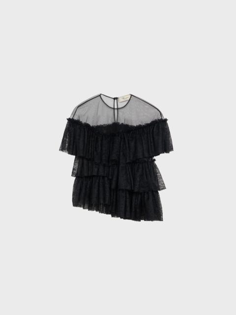 TULLE AND LACE BLOUSE WITH RUFFLES