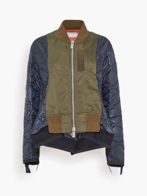 sacai Nylon Twill Blouson in Dark Khaki/Navy