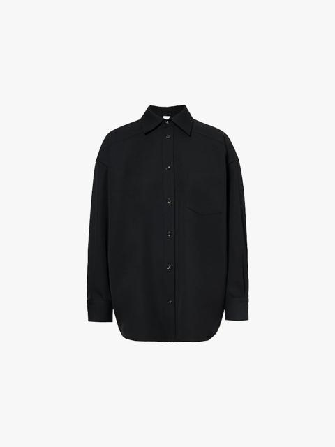 Long-sleeve relaxed-fit wool-twill shirt