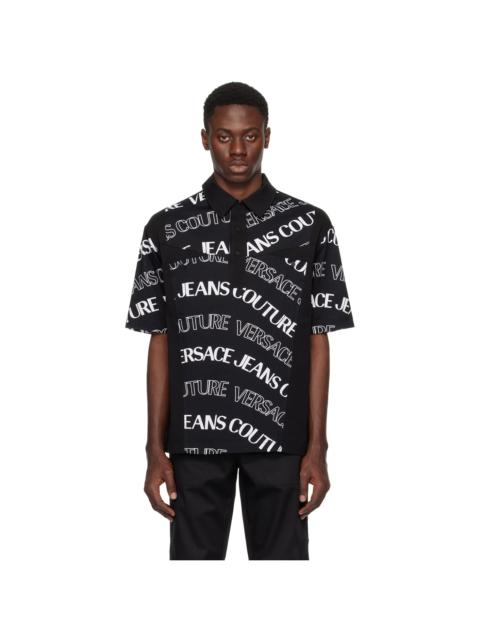 VERSACE JEANS COUTURE Black Logowave Polo