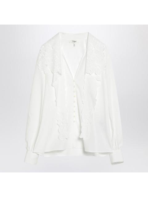 Chloé Chloé White Shirt With Embroidered Bow Tie Women