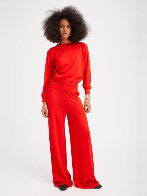 SPRWMN RED CASHMERE WIDE LEG PANTS