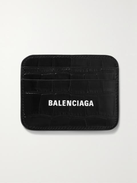 BALENCIAGA Cash Printed Croc-effect Leather Cardholder