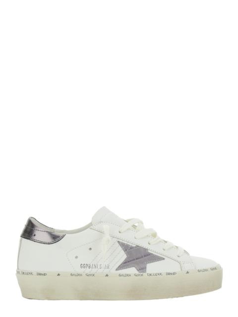 Golden Goose Golden Goose Women 'Hi Star' Whitelow Top Sneakers With Patch Star On The Side And Logo Lettering On