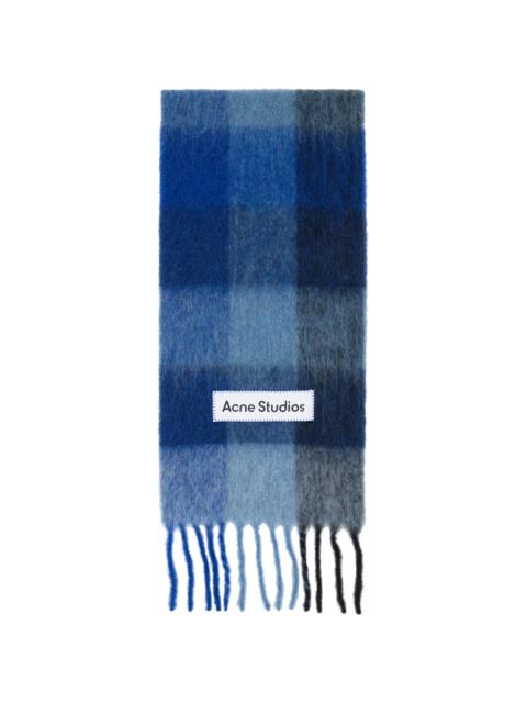 Acne Studios Blue Mohair Checked Scarf