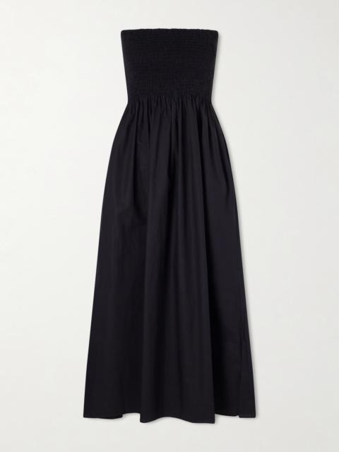 FAITHFULL Jamie Strapless Shirred Cotton-poplin Midi Dress