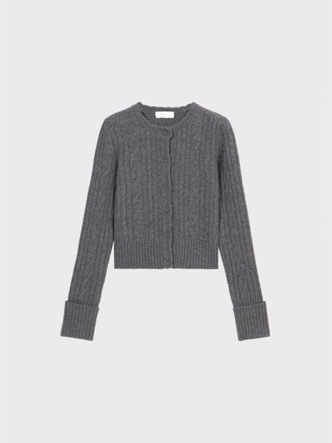 Blumarine CARDIGAN IN RIBBED CASHMERE AND WOOL WITH TORCHON DETAILING