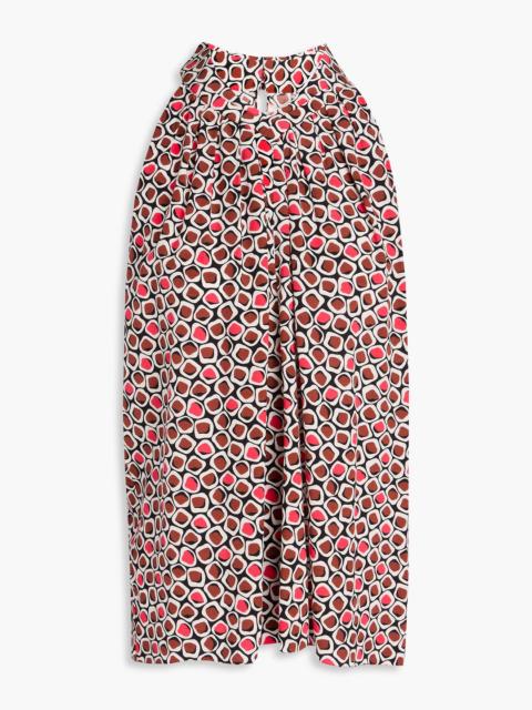 DIANE VON FURSTENBERG Ares cutout printed crepe de chine top