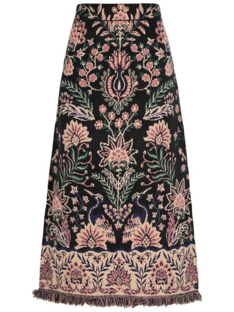 FARM RIO Farm Rio Marvelous Garden Floral-jacquard Knit Midi Skirt
