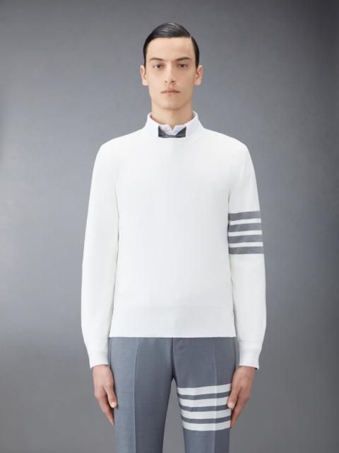 Thom Browne Whitemilano Stitch Cotton 4-bar Crew Neck Pullover