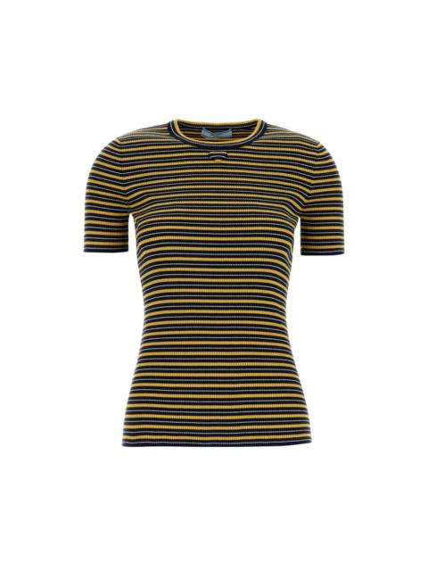 Prada PRADA Embroidered Stretch Cotton T-shirt New & Authentic (Wo