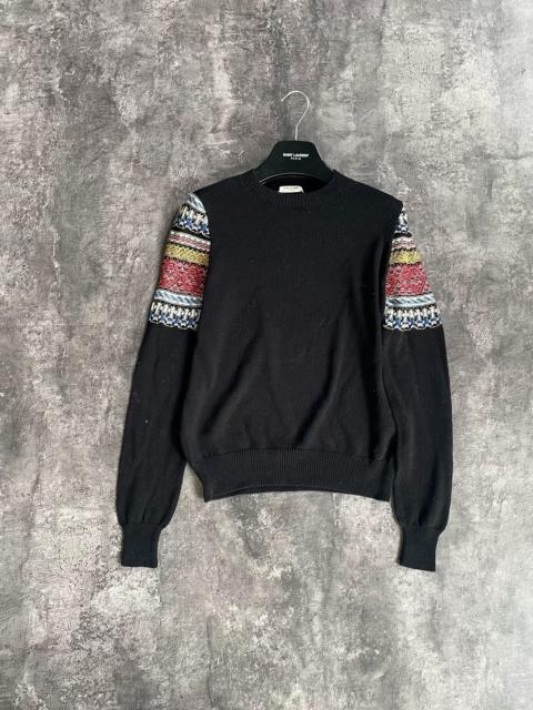 SAINT LAURENT Saint Laurent 17FW Ethnic Jacquard White Knit Sweater