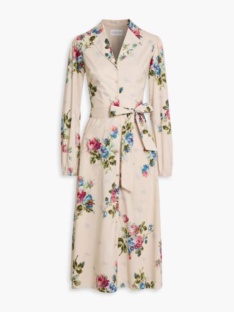 Other Designers Floral-print cotton-poplin midi shirt dress