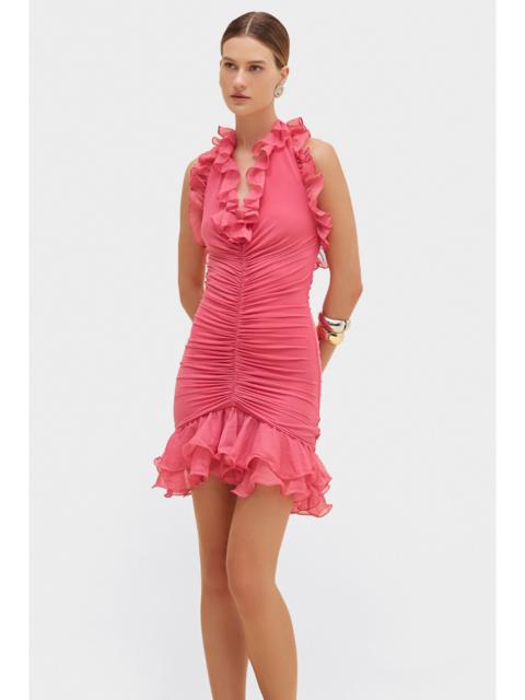 PatBO SILK PLISSE PLUNGE MINI DRESS